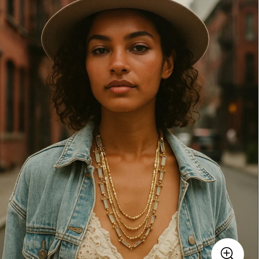 House of Tuhina Mirror Gold Layered Necklace